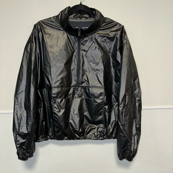 Women's Under Armour Pullover Jacket Size XS Black Lightweight Windbreaker - Picture 1 of 12